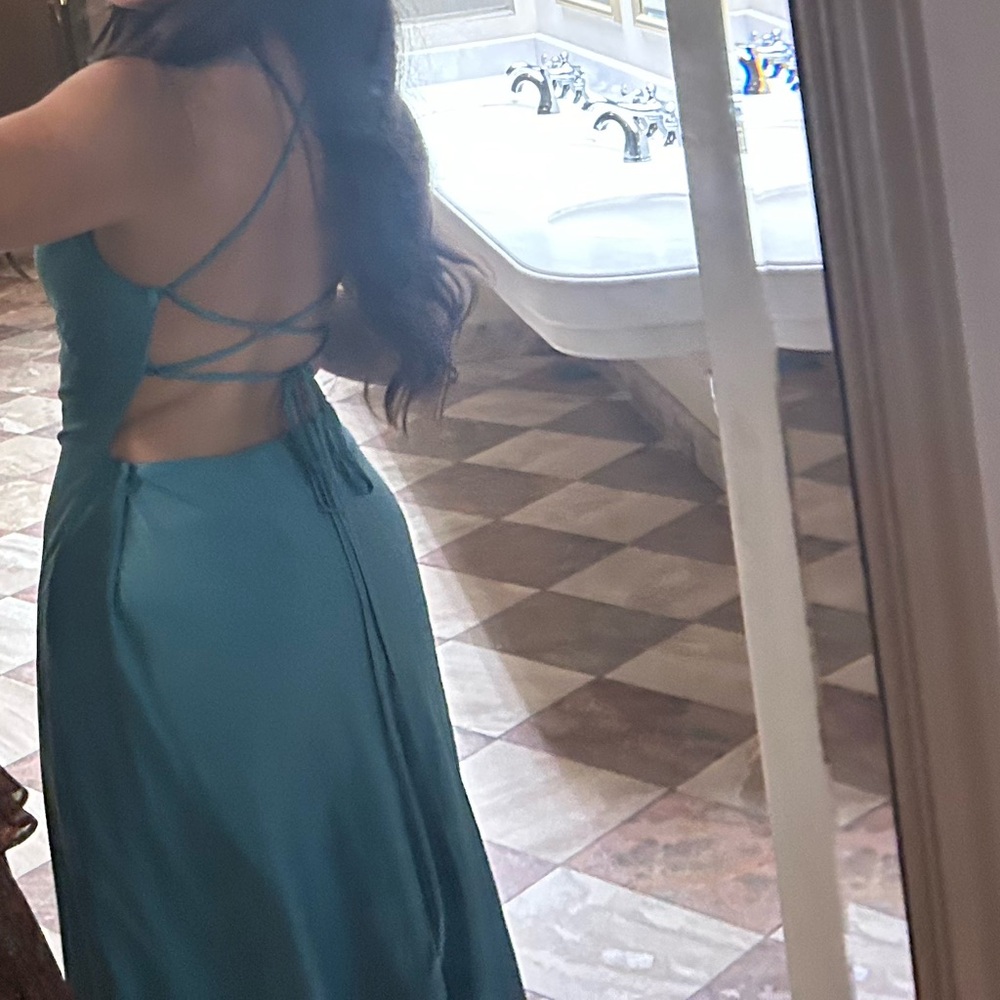 Princess Polly Blue Celena Satin Open Backp Midi Dress - Picture 8 of 11
